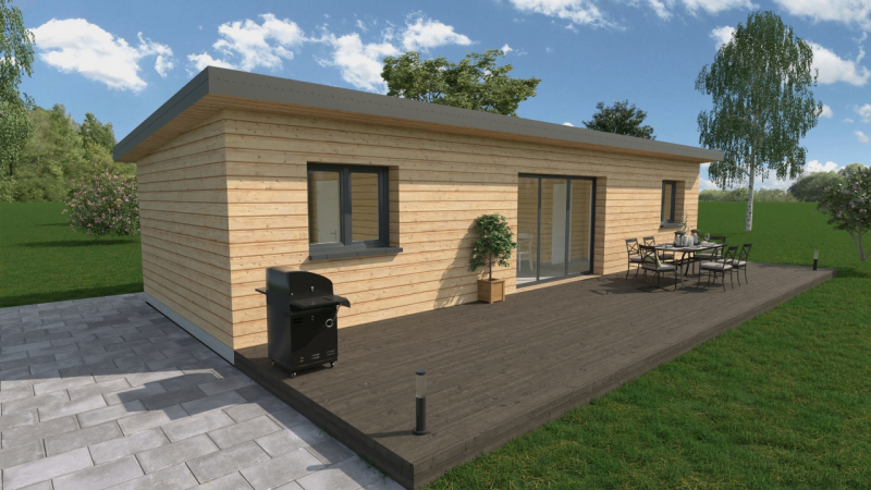 Chalet en bois habitable de 40m² avec toit plat