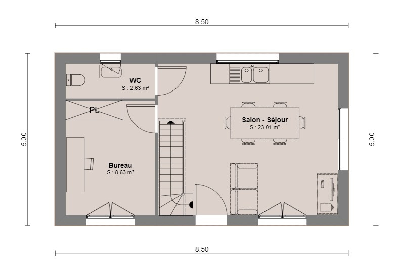 Plan Chalet en bois habitable de 70m² à étage